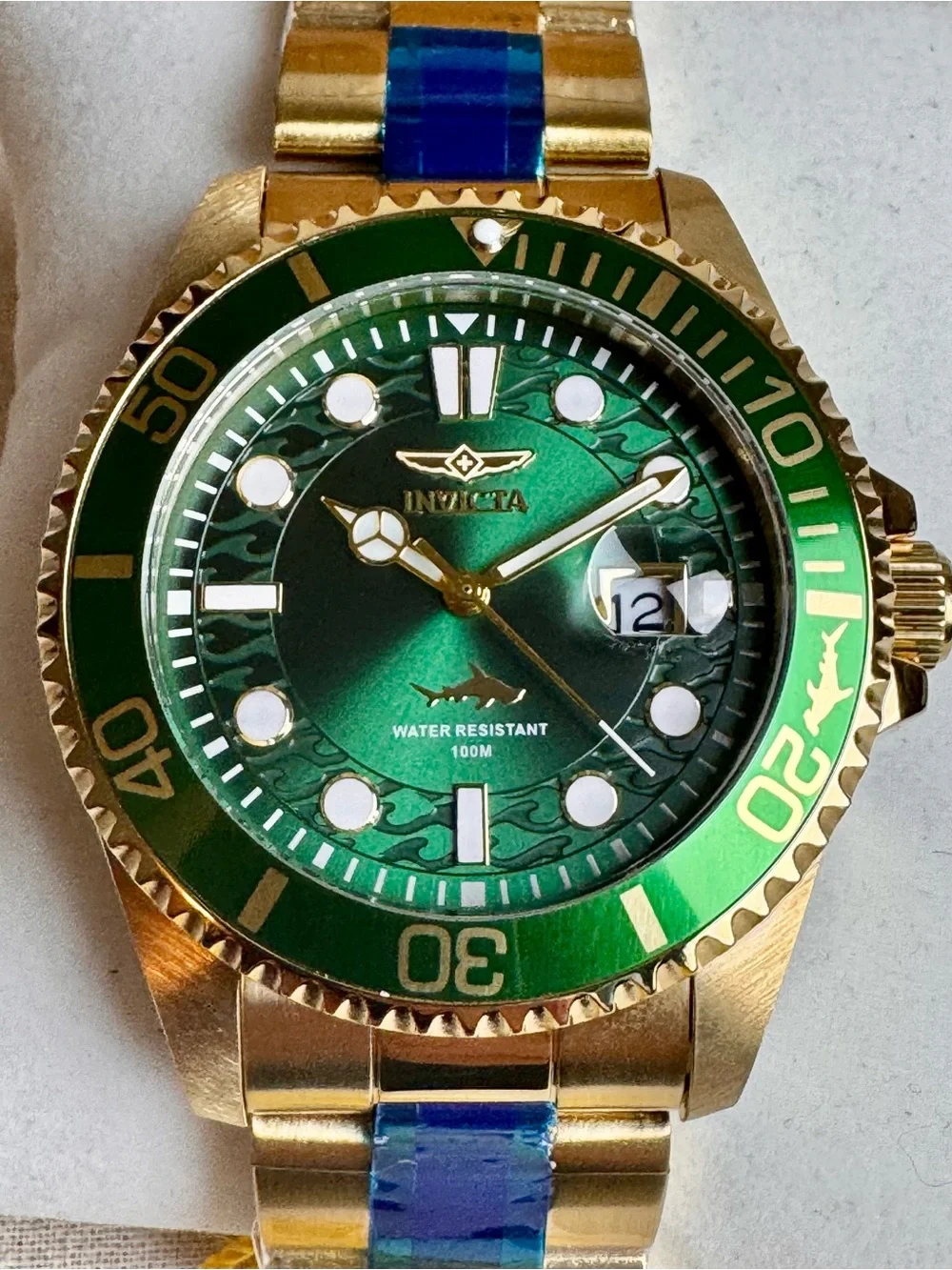 Invicta Pro Diver Green/Gold 43mm Quartz Watch NWT